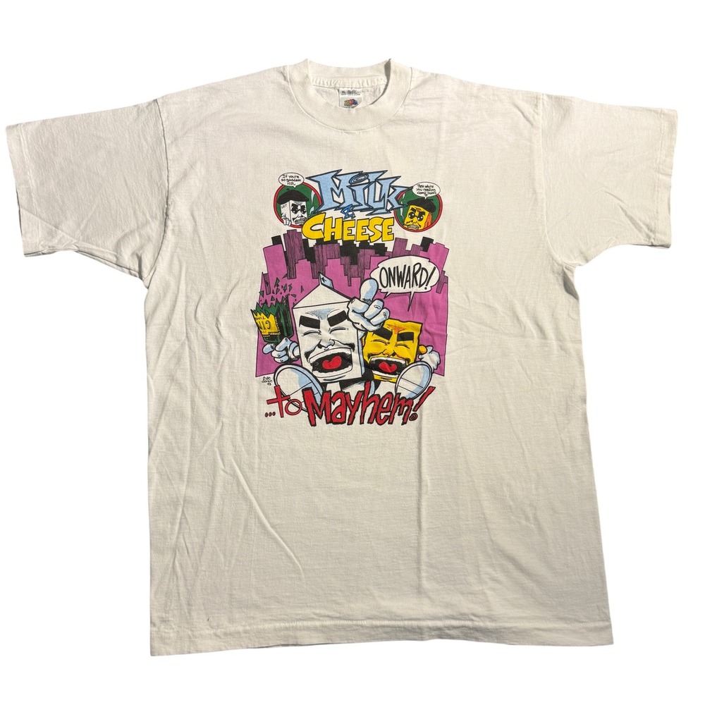 Vintage 1993 Milk & Cheese Onward to Mayhem T-Shirt XL Evan Dorkin Single Stitch
